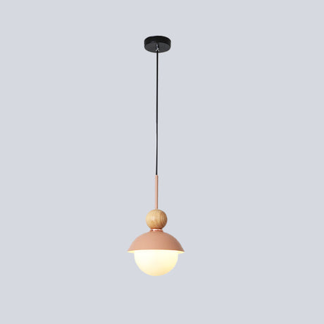 Sunny Doll Shape Hanging Light: Macaron Metallic Suspension Lamp (1 Bulb) In Pink/Light Blue For