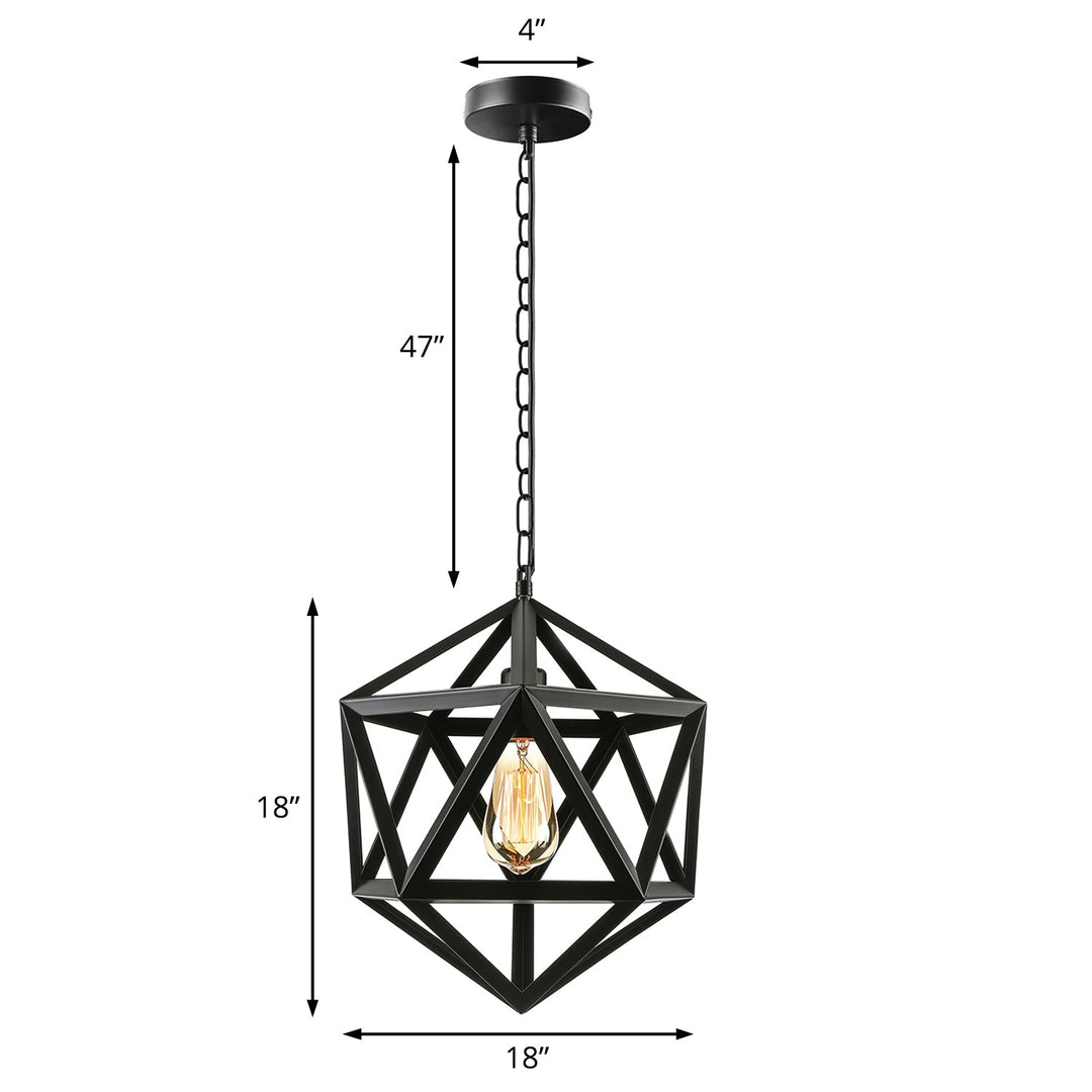 Industrial Geometric Metal Pendant Light 14’ / 18’ Dia 1 Bulb Black/Rust - Perfect For Dining