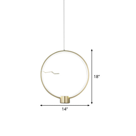 Minimalist Gold Led Ceiling Pendant Light With White/Warm Lighting - Ring Metal Fixture