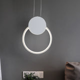 Modern Round Acrylic White/Black Led Hanging Bedside Light Fixture White/Warm White /