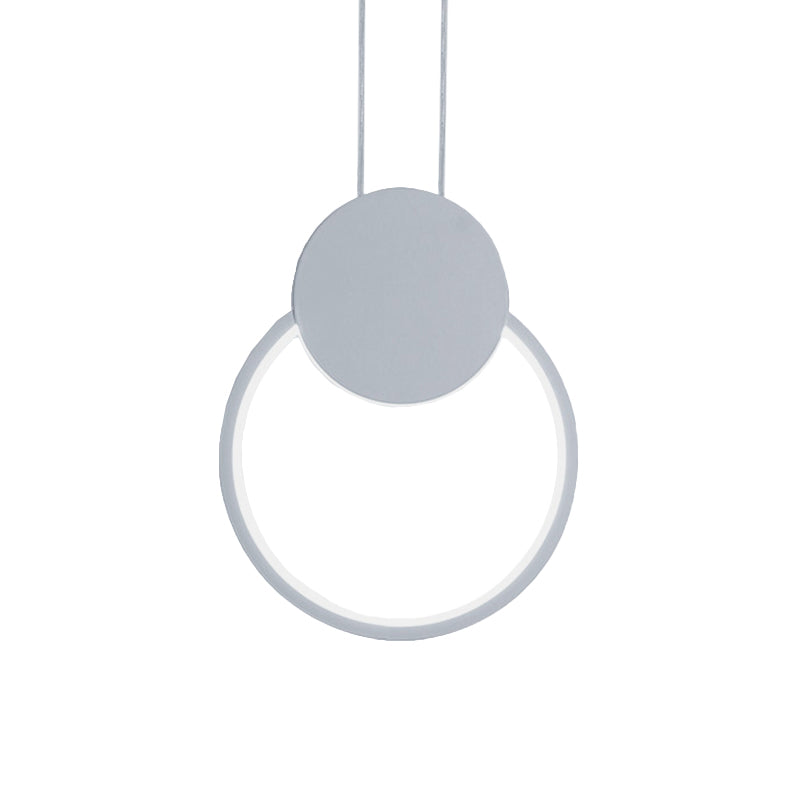 Modern Round Acrylic White/Black Led Hanging Bedside Light Fixture White/Warm