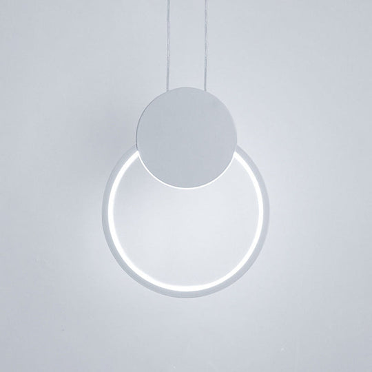 Modern Round Acrylic White/Black Led Hanging Bedside Light Fixture White/Warm