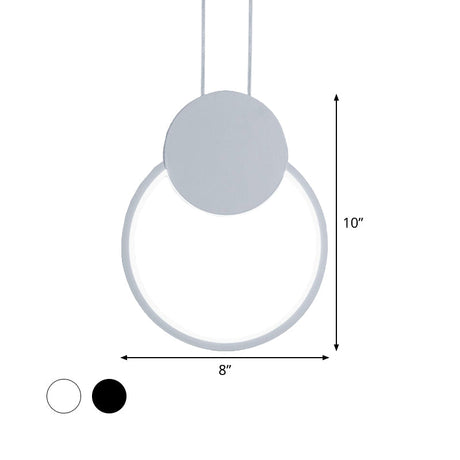 Modern Round Acrylic White/Black Led Hanging Bedside Light Fixture White/Warm