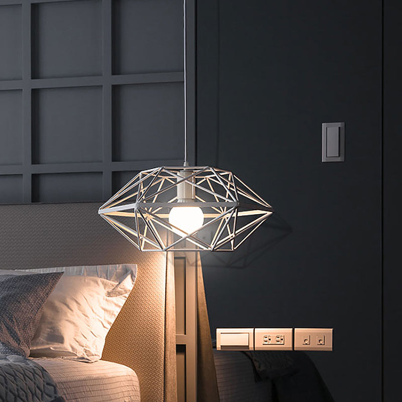 White Geometric Pendant Light With Down Lighting For Contemporary Dining Rooms