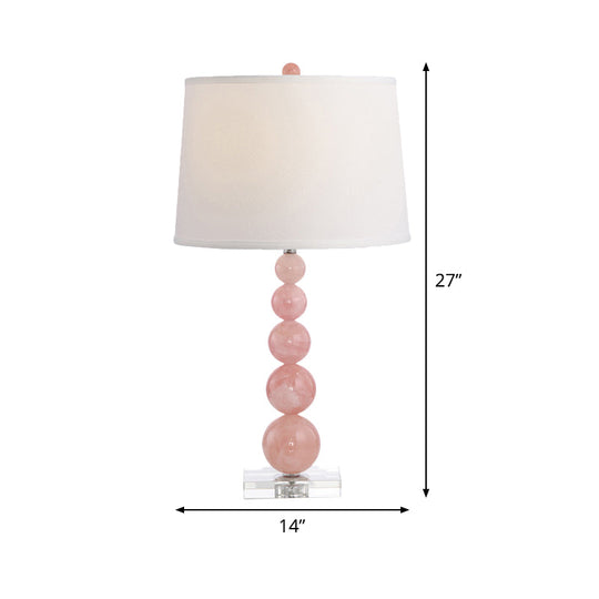 Modern Pink Nightstand Lamp: Barrel-Shaped Reading Light With Fabric Shade