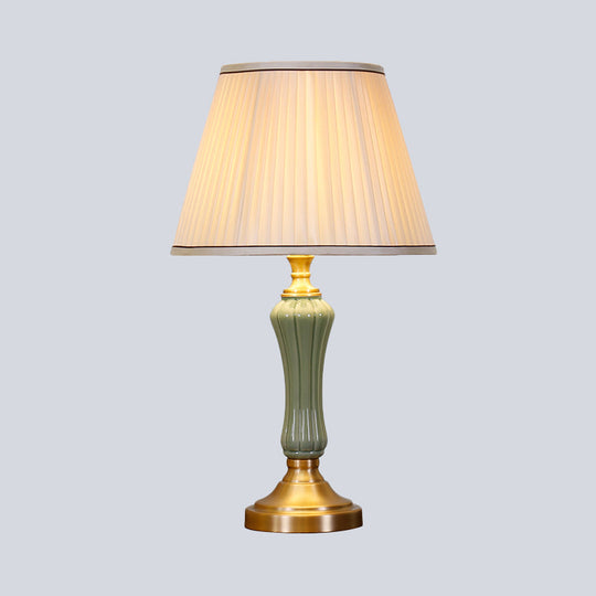 Modern Green Desk Lamp With Fabric Shade - Small Living Room Table Light