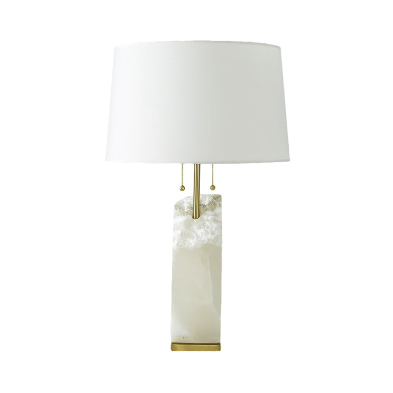 Modernism 1 Head White Drum Nightstand Lamp With Fabric Shade - Ideal Reading Book Light