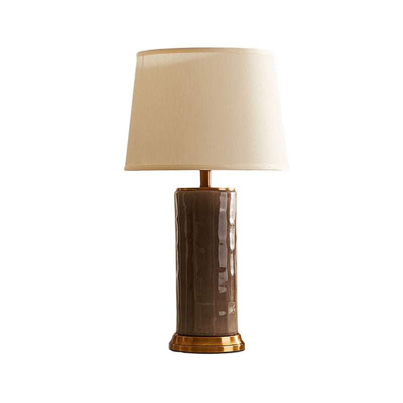 Contemporary Green/Coffee Barrel Reading Book Light Stylish 1-Head Task Lighting With Fabric Shade
