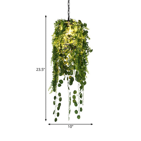 Industrial Metal 1-Head Black Cage Pendant Lighting: Led Hanging Ceiling Light Fixture For