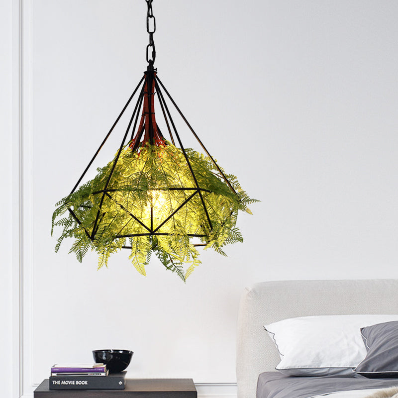 Black Metal Diamond Drop Lamp - Industrial Led Pendant Lighting For Restaurant 15/18/23.5 Wide / 15