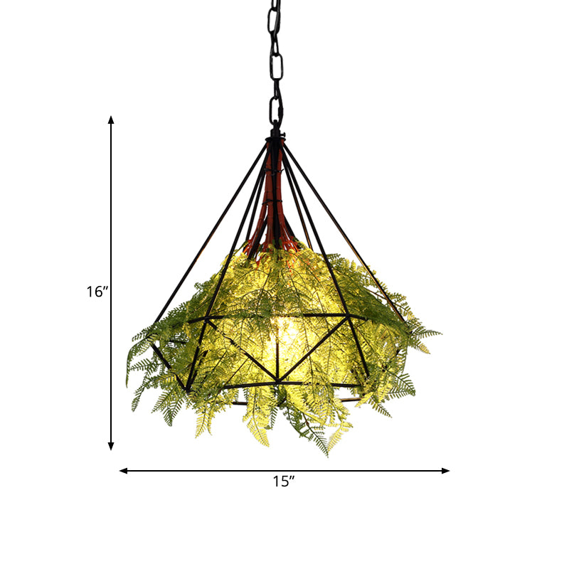 Black Metal Diamond Drop Lamp - Industrial Led Pendant Lighting For Restaurant 15/18/23.5 Wide