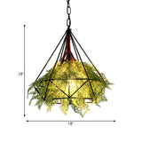 Black Metal Diamond Drop Lamp - Industrial Led Pendant Lighting For Restaurant 15/18/23.5 Wide