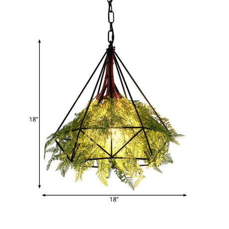 Black Metal Diamond Drop Lamp - Industrial Led Pendant Lighting For Restaurant 15/18/23.5 Wide