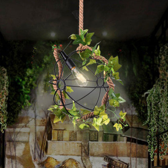 Industrial Metal 1-Light Black Led Hanging Ceiling Light - Global Restaurant Down Lighting