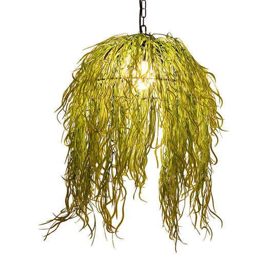 Industrial Seaweed Pendant Light For Restaurants - Metal Black Ceiling Lamp (1 Head)