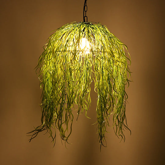 Industrial Seaweed Pendant Light For Restaurants - Metal Black Ceiling Lamp (1 Head)
