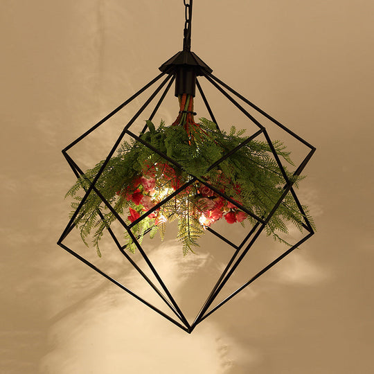 Industrial Geometric Hanging Light In Black - Metal Led Ceiling Lamp (16’/19.5’/23.5’ Wide)