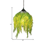 Vintage Black Metal Led Pendant Hanging Light Fixture For Restaurants - 18/21.5 W 1-Bulb Caged Plant