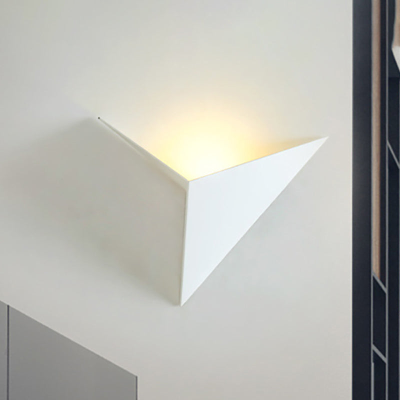 Contemporary Triangle Sheet Wall Lamp - Acrylic Black/White Led Sconce Light In Warm/White