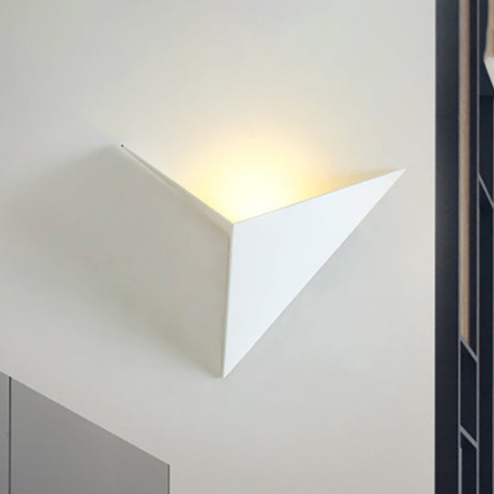 Contemporary Triangle Sheet Wall Lamp - Acrylic Black/White Led Sconce Light In Warm/White
