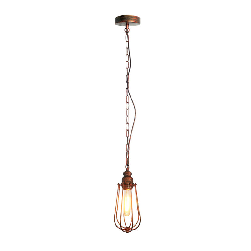 Vintage Black/Rust Pendant Bedroom Ceiling Light With Metal Shade