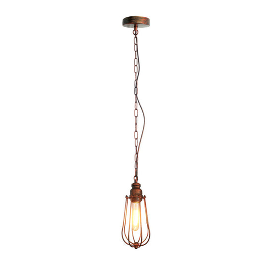 Vintage Black/Rust Pendant Bedroom Ceiling Light With Metal Shade