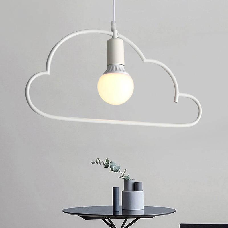 Modern Cloud Pendant Ceiling Lamp With Metal Finish - White 1 Bulb