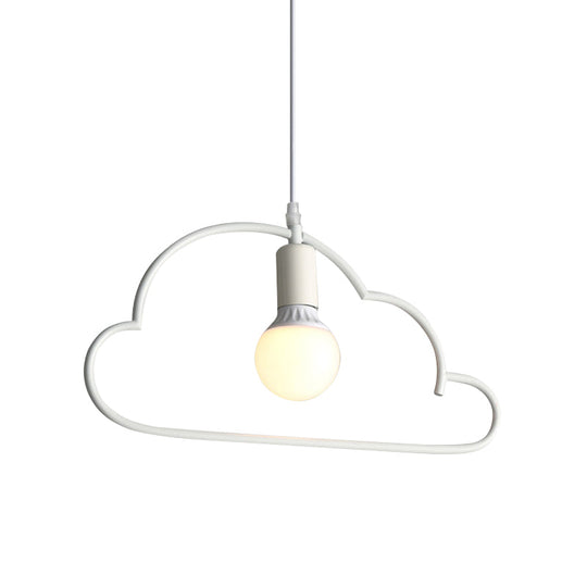 Modern Cloud Pendant Ceiling Lamp With Metal Finish - White 1 Bulb