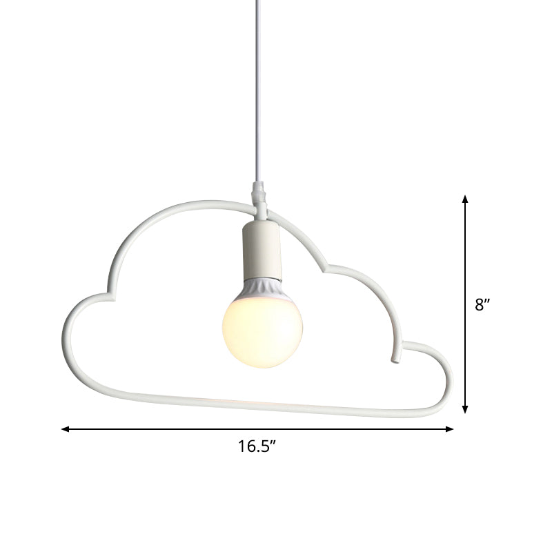 Modern Cloud Pendant Ceiling Lamp With Metal Finish - White 1 Bulb