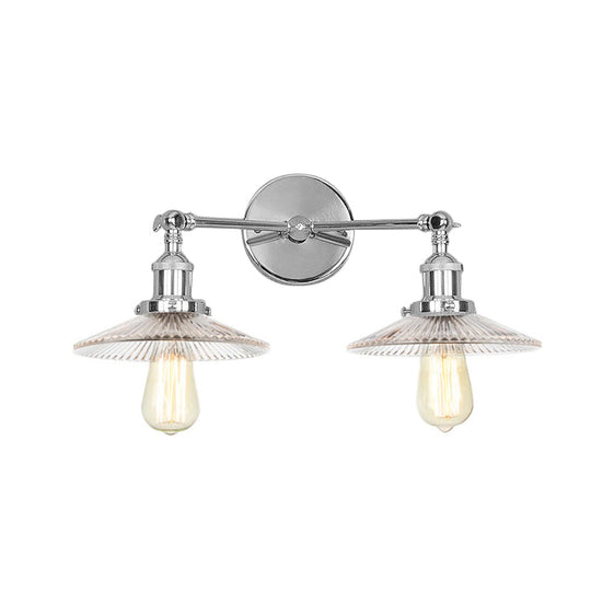 Clear Glass Wall Sconce With 2 Lights In Bronze/Brass/Chrome Finish - Perfect For Indoor Lighting