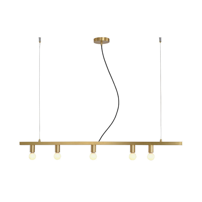 Postmodern Brass Linear Down Lighting Chandelier - Hanging Pendant For Dining Table