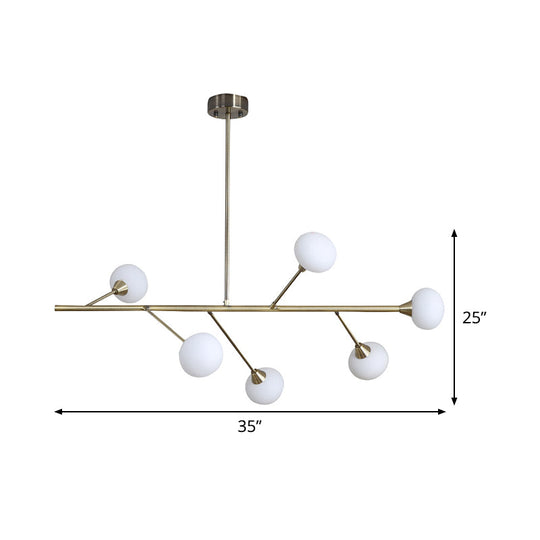 Simple Iron Branch Pendant Light Fixture - 6-Bulb Brass Chandelier For Living Room