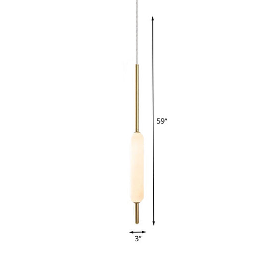Modern White Glass Tube Pendant Light For Dining Room Ceiling