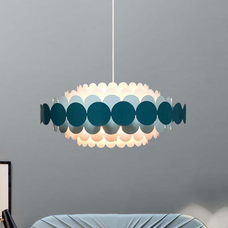 Contemporary Led Acrylic Oval Chandelier - Wide Black/Blue/Red Pendant Lamp