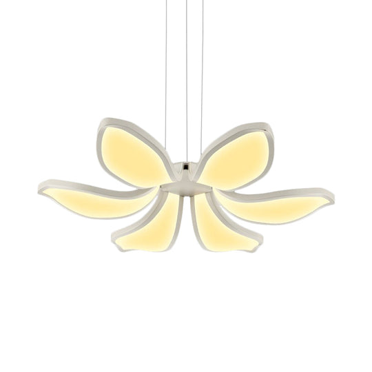 Contemporary Flower Shape Acrylic Chandelier - 6/8 White Led Lights Hanging Ceiling Lamp In