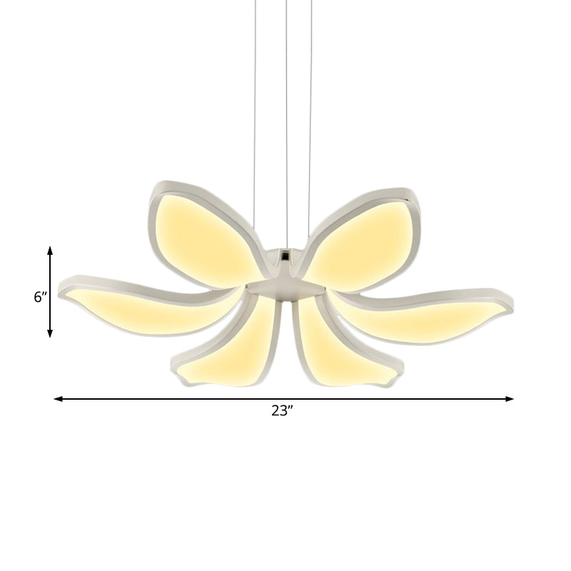 Contemporary Flower Shape Acrylic Chandelier - 6/8 White Led Lights Hanging Ceiling Lamp In