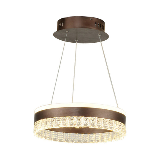 Contemporary Crystal Pendant Chandelier - 1/2/3 Lights Led White/Warm/Natural Light Brown