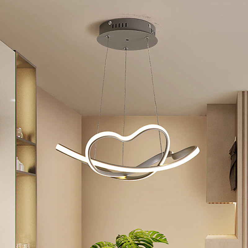 16/19.5 Wide Grey Twisted Chandelier Lamp - Modern Led Acrylic Hanging Light Kit In White/Warm