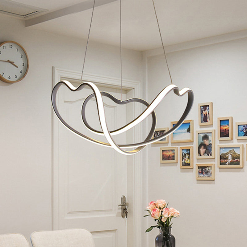 Modernist Led Hanging Light Kit - 16’/19.5’ Wide Grey Twisted Chandelier Lamp With Acrylic Leds