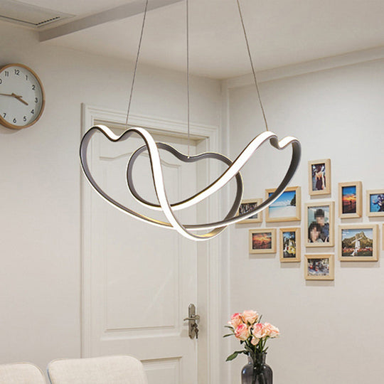 Modernist Led Hanging Light Kit - 16’/19.5’ Wide Grey Twisted Chandelier Lamp With Acrylic Leds