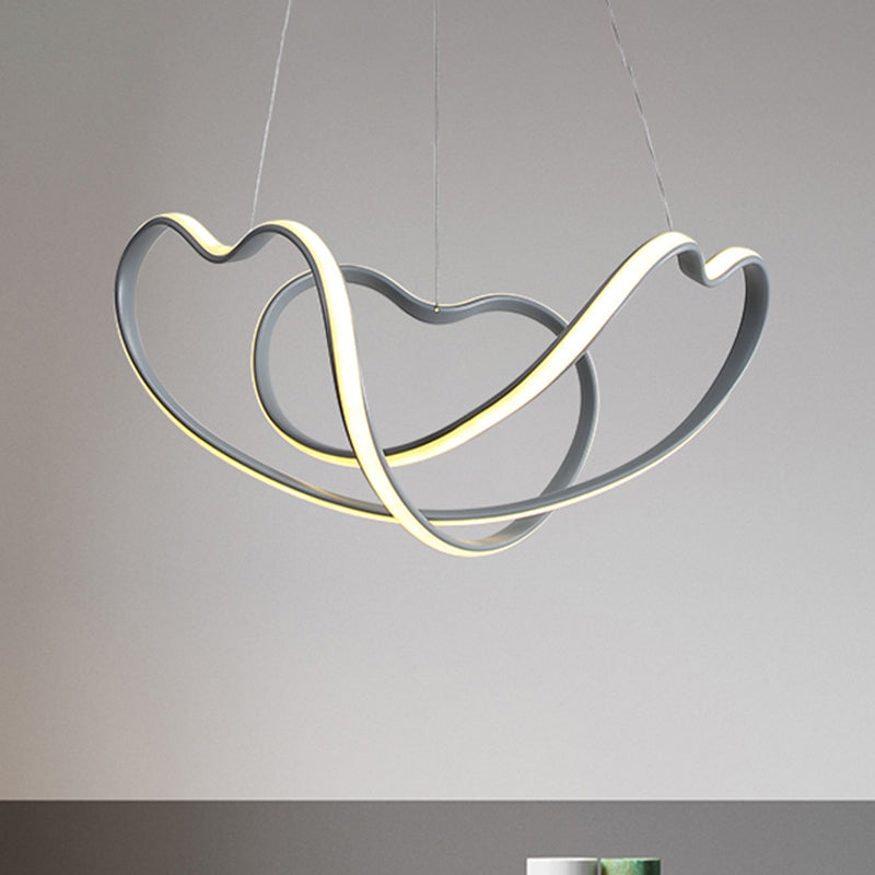 Modernist Led Hanging Light Kit - 16’/19.5’ Wide Grey Twisted Chandelier Lamp With Acrylic Leds