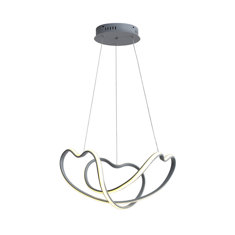 Modernist Led Hanging Light Kit - 16’/19.5’ Wide Grey Twisted Chandelier Lamp With Acrylic Leds