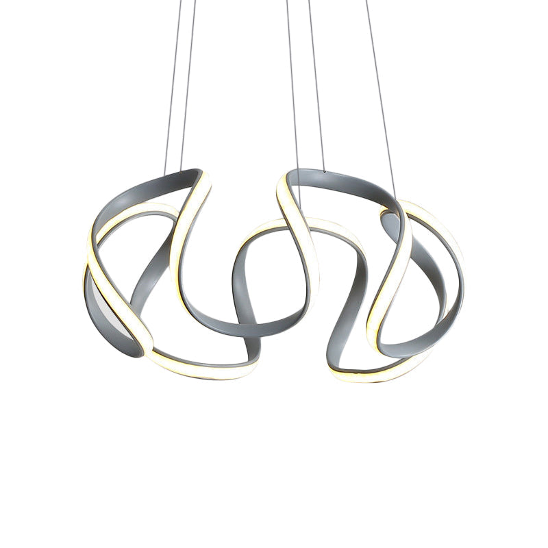 Modern Grey Dining Room Chandelier: 3/5/6 Lights With Wave Acrylic Shade Ceiling Pendant Light In