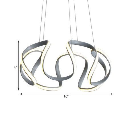 Modern Grey Dining Room Chandelier: 3/5/6 Lights With Wave Acrylic Shade Ceiling Pendant Light In