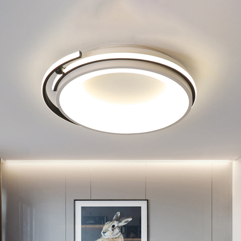 Contemporary Led Flush Mount Light For Living Room - Round Acrylic Shade Black/Grey Finish
