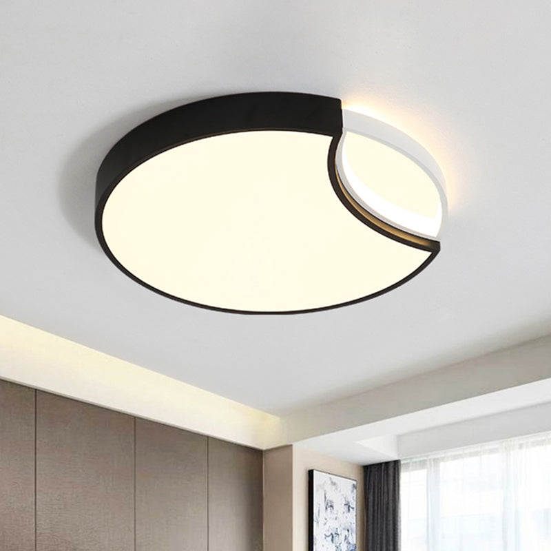 Contemporary Acrylic Led Circle Flush Mount Ceiling Light In Black - Warm White Neutral