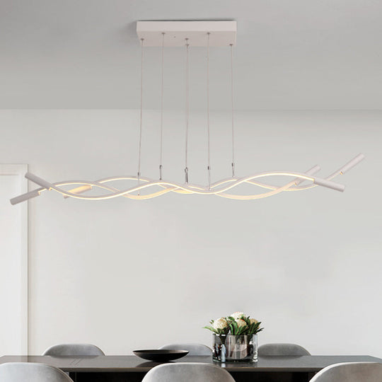 Modern White/Black Linear Chandelier With 3 Lights Acrylic Led Ceiling Lamp In White/Warm Light
