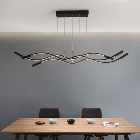 Modern White/Black Linear Chandelier With 3 Led Lights And Acrylic Fixture In White/Warm Light Black