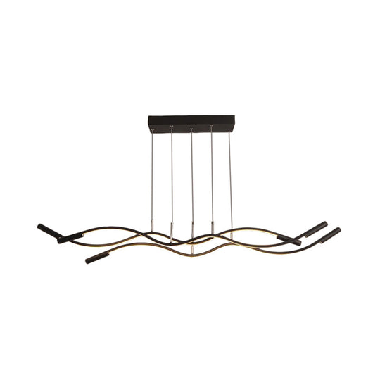 Modern White/Black Linear Chandelier With 3 Lights Acrylic Led Ceiling Lamp In White/Warm Light