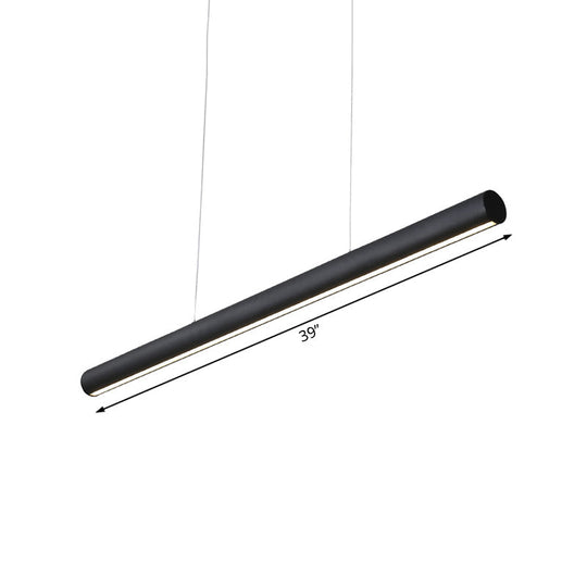 Modern Led Metal Linear Pendant Chandelier - 39’/47’ Wide Black Hanging Lamp Kit In